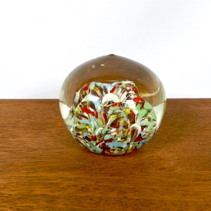 Murano Style Lava Paperweight | Controlled Bubble Paperweight | Italian-style Desk Ornament
