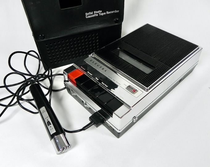 Vintage Cassette Tape Recorder Electra Audio Equipment Original Case