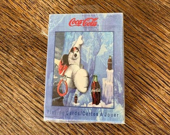 Mazzo di carte Coca-Cola vintage anni '90 / Confezione originale - Mai aperto / Pubblicità Polar Bear Coke
