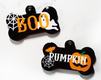 Halloween Spooky Pumpkin Ghost Spider Bat Dog Tag - Name Plate - Dog Name - Personalized - Pet Tag - Pet - Dog Name - Personalized Pet