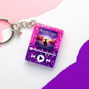 Porte-clés en résine Anastasia - Porte-clés Broadway - Porte-clés du lecteur musical - Porte-clés Spotify - Porte-clés personnalisé - Résine