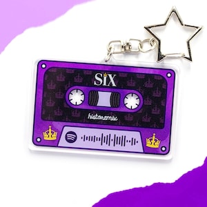 Six Musical Broadway Inspired Keychain Custom Acrylic Gift Soundtrack Personalized Ex Wives Aragon Boleyn Seymour Cleves Howard Parr zdjęcie 1