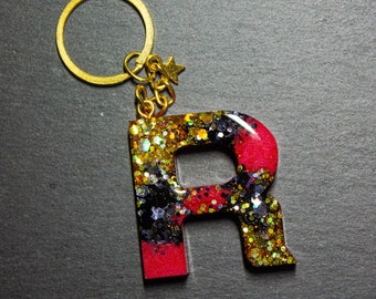 Initial Resin Keychain - Letter keychain - Personalized keychain - Personalized gift - Alphabet keychain - Handmade - Resin custom