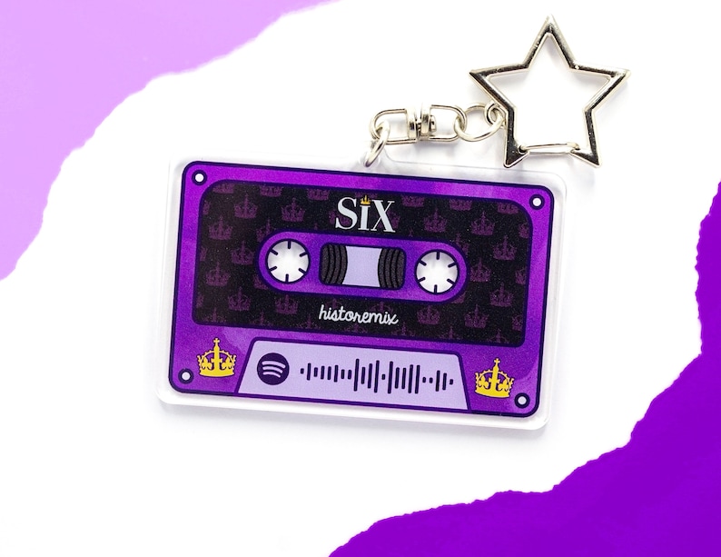 Six Musical Broadway Inspired Keychain Custom Acrylic Gift Soundtrack Personalized Ex Wives Aragon Boleyn Seymour Cleves Howard Parr zdjęcie 1