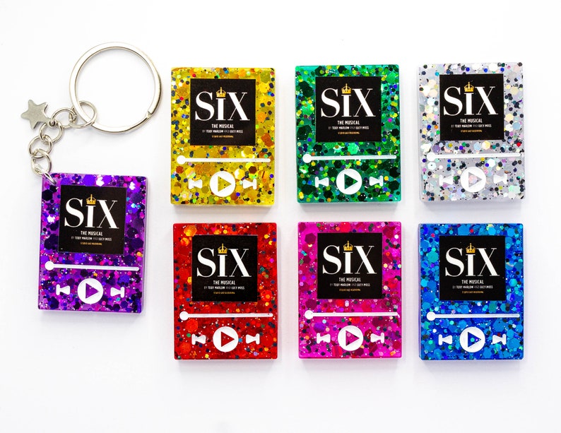 Six Musical Broadway Inspired Keychain Custom Acrylic Gift Soundtrack Personalized Ex Wives Aragon Boleyn Seymour Cleves Howard Parr zdjęcie 5