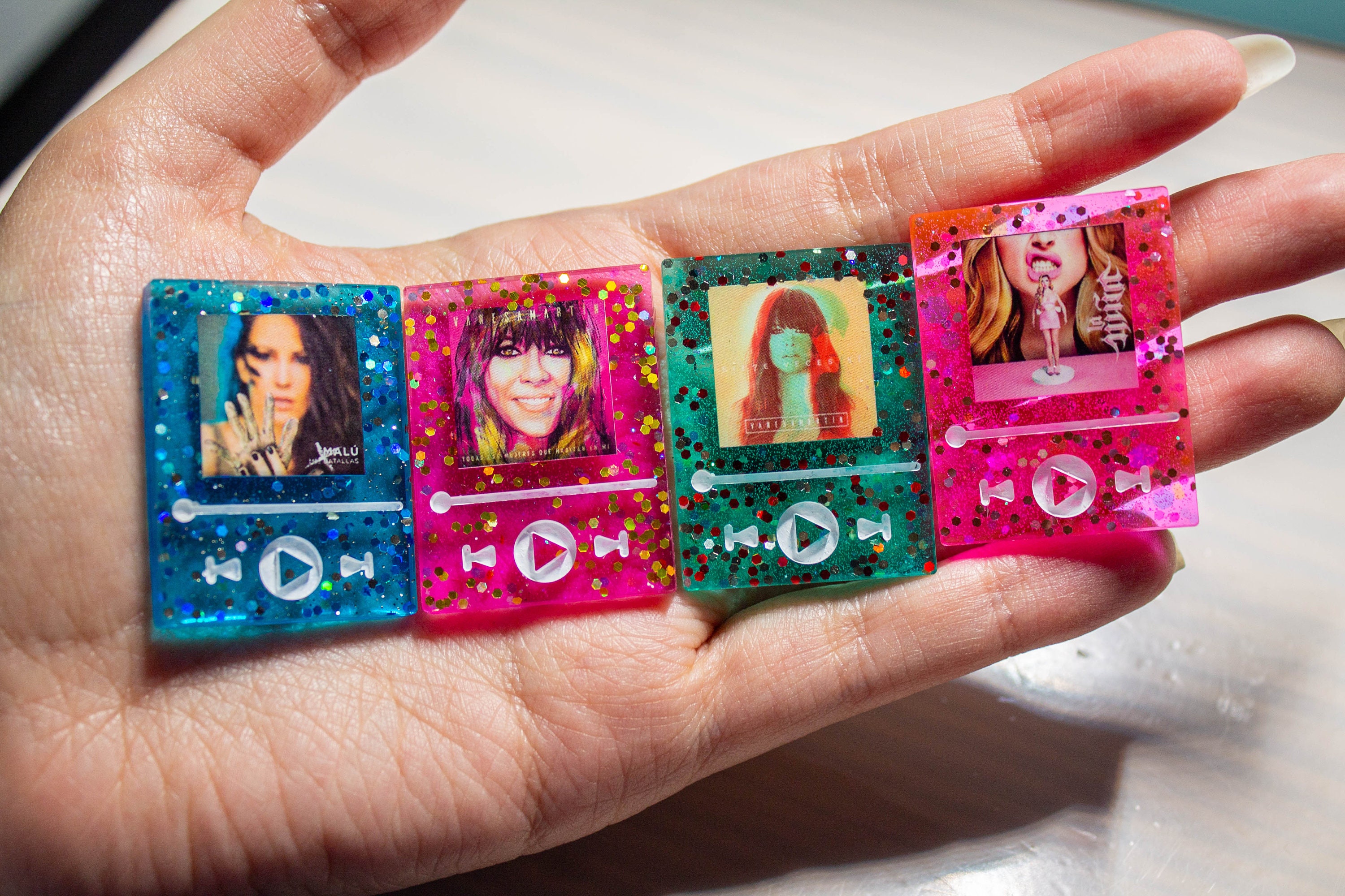 Music Custom Resin Keychain Broadway Keychain Music Player Etsy