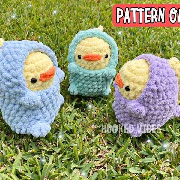 Crochet chick in dinosaur costume pattern/ digital download file
