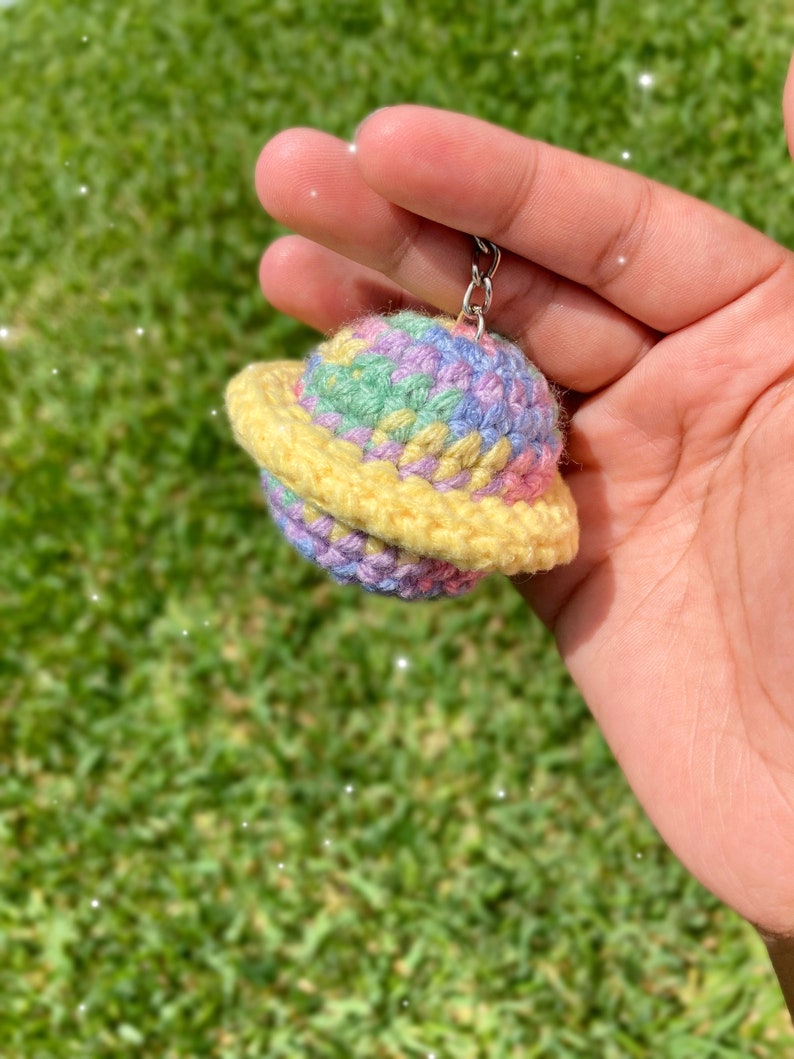 Handmade Cute Crochet Keychains With Rings, Saturn Like