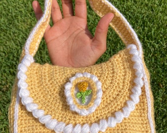 Cute Crochet Flower Purse pattern crochet bag /Aesthetic crochet bag digital download file