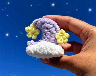 Crochet Keychains Moon Star Cloud made with velvet yarn