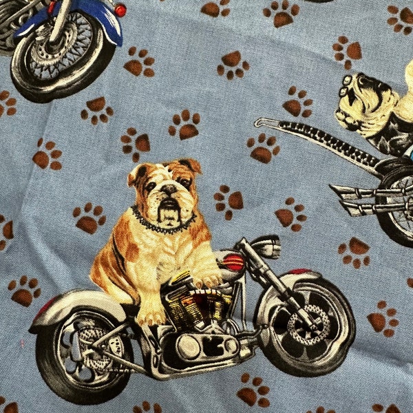 Motorcycle Biker Bulldog fabric dog fabric Timeless Traditions Fabric