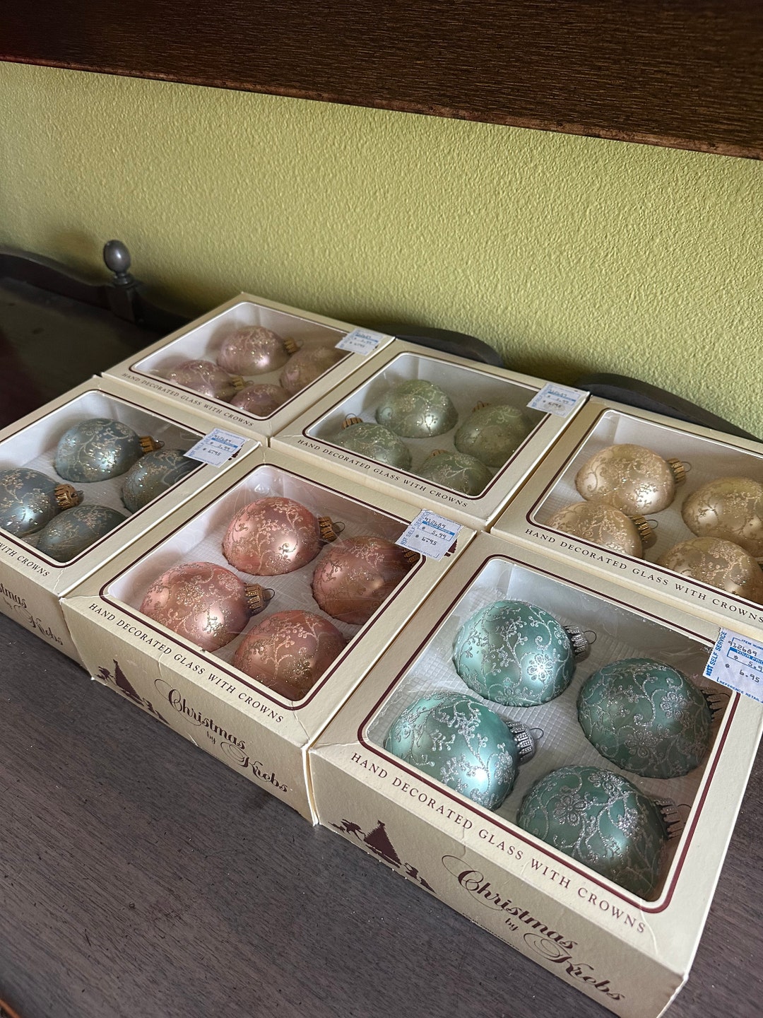 Vintage Pastel Krebs Glass Christmas Ornaments Etsy
