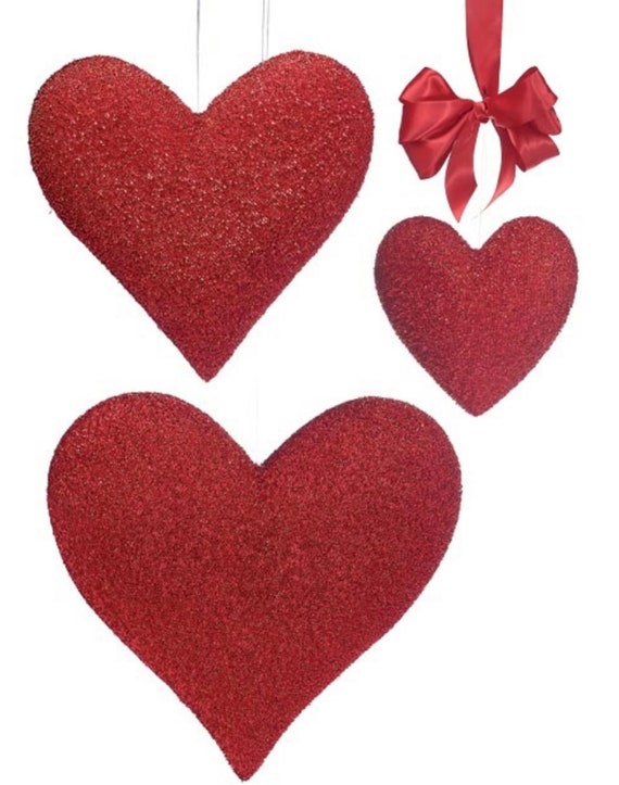 Red Hanging Heart, Foam Heart Decorations, Heart Wreath Attachment