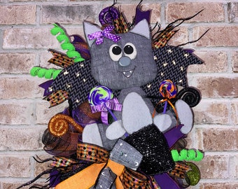 Halloween Wreath, Bat Wreath, Halloween Swag, Fall Wreath, Halloween Door, Ghost Decor