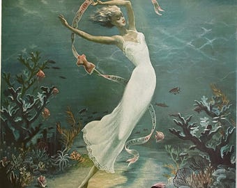 Vintage modeadvertentie uit de jaren 40 van Charlotte Joan Sternberg, fantasierijke kunst, digitale download