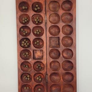 Bao Mancala Traditional African Board Game, With Wildlife Scene