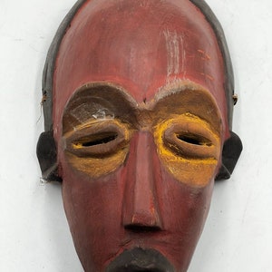 Antique Wooden Dan Tribal Ritual Face Mask, African Art