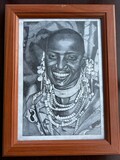 Impressive Pencil Drawing, Black And White Maasai Woman Fine Art product logo