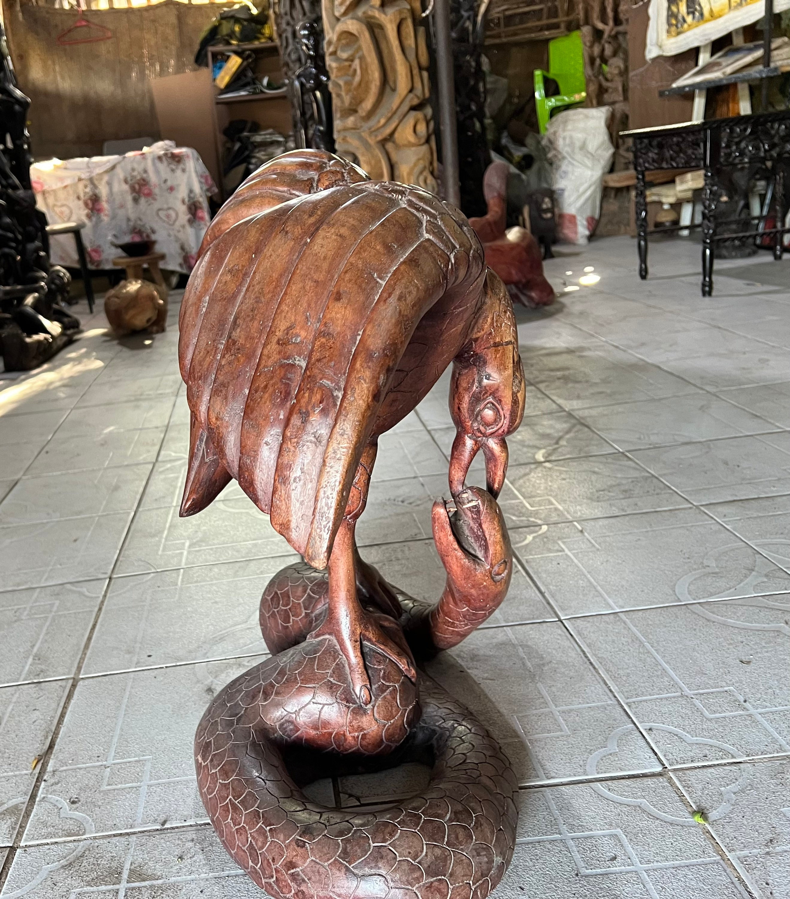 Regal Eagle, WOOD EAGLE STATUE, Dark Wood Birds, Carved Wood Art, Hand ...