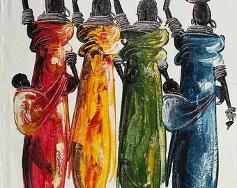 印象的なマサイ族の女性の絵画、アフリカの芸術の壁の装飾 - Etsy 日本