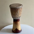 Large African Mahogany Wood Djembe Drum, Hand-carved Djembe drum, Handmade drum, and wooden drum product logo