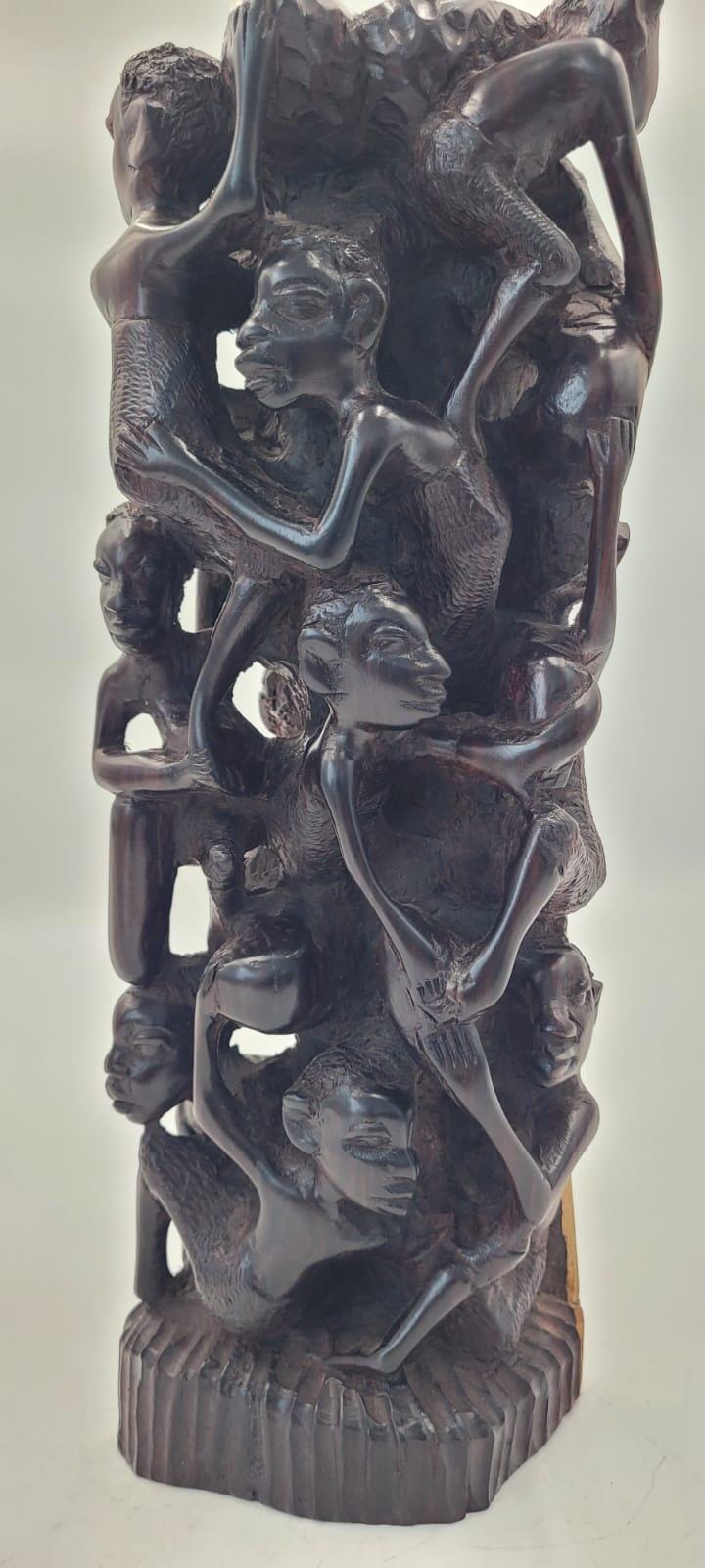 Abstract Art, Hand Carved Makonde Ujama Family Tree of Life