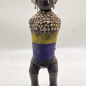 African Art Nyamwezi Beaded Fetish Figure Doll From Tanzania