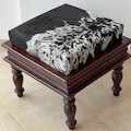 Black And White Cowhide Ottoman Stool product logo