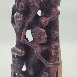 African Makonde Tree Of Life Hand Carved From Ebony Wood
