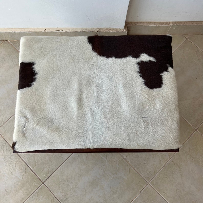 African Black and White Cowhide Ottoman X Leg Stool Home Decor Etsy