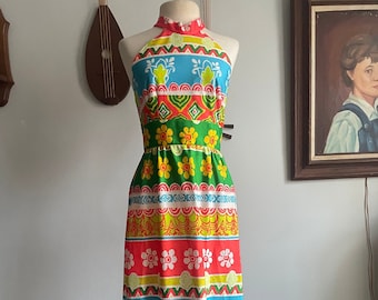 Late 60s Gay Gibson Floral Halter Dress