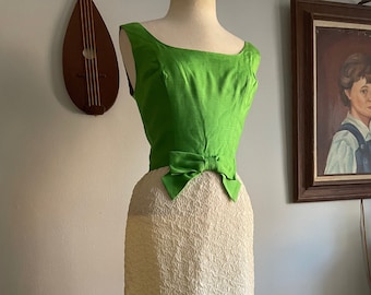 1960s Green and White Dress with Bow by Carnival Fashions