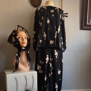 1970s 3-Piece Black Floral Set by Carol’s Choice