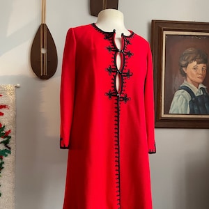 1960s Open-Front Coat with Soutache and Scalloped Edges
