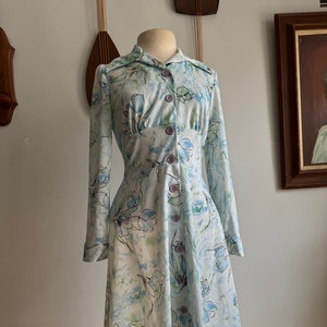 1970s Floral Shirtwaist Dress with Waist Tie