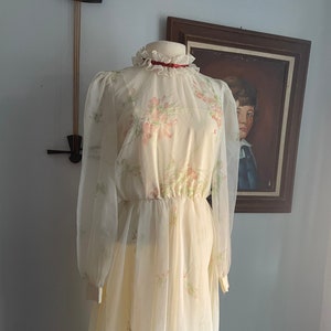 1970s Floral Chiffon Dress