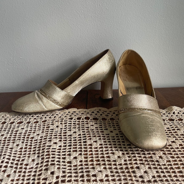 1960s Gold Lurex Heels from Sears