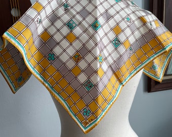 1960s Vera Scarf with Checkered Floral Pattern