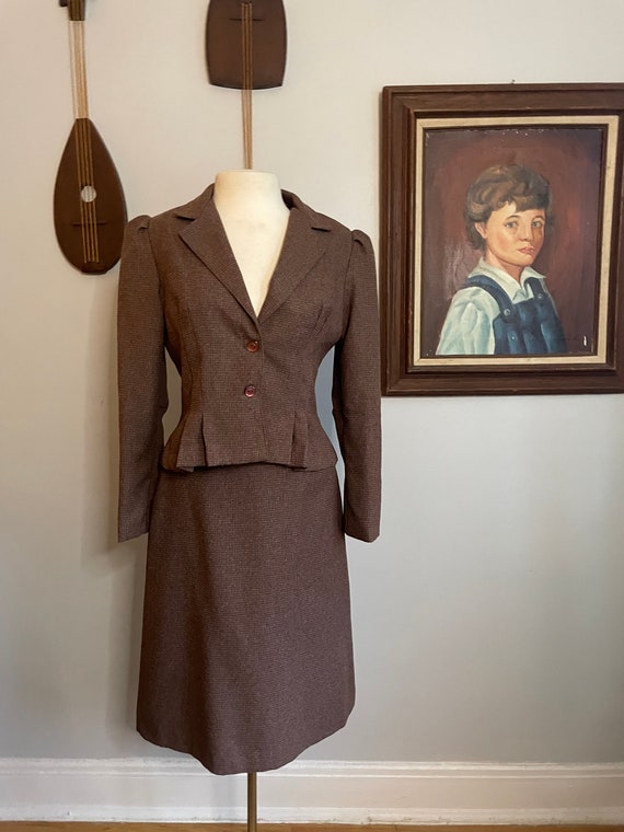 1970s Brown Wool Tweed Suit