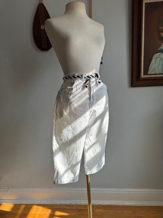 50s/60s White Twill Shorts with Rope Belt by Yale 