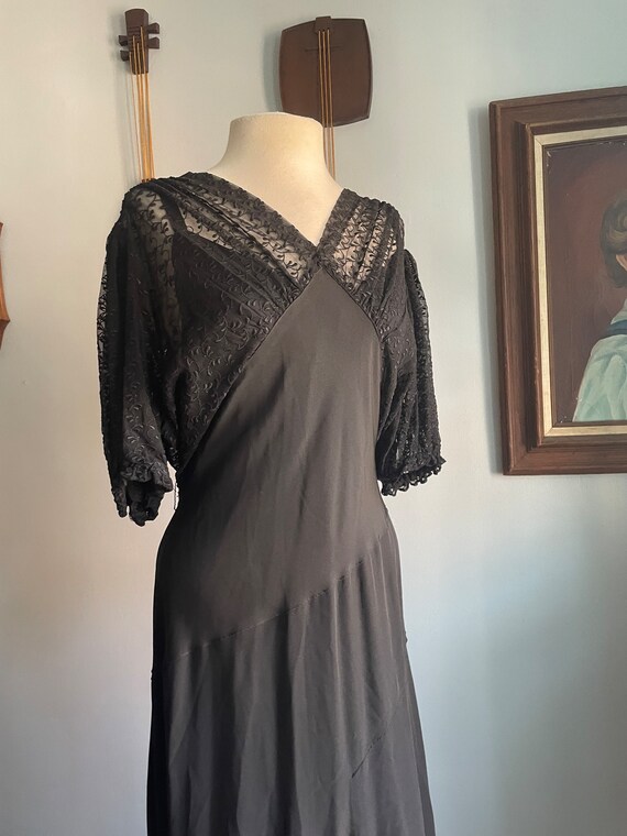 1930s Black Lace Gown - image 4