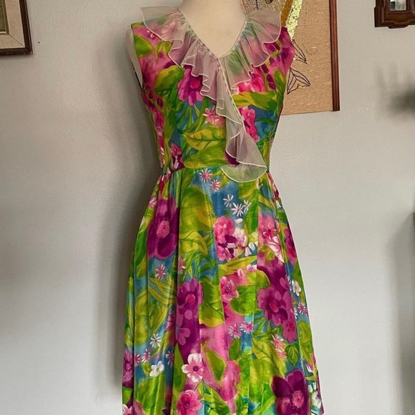 1960s Wool Plaid Dress + Wrap | XS/S