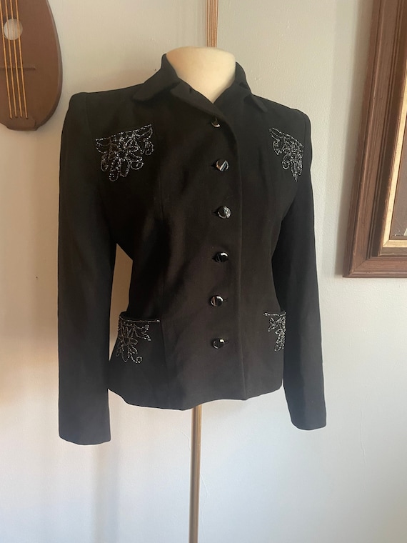 1940s Black Beaded Blazer