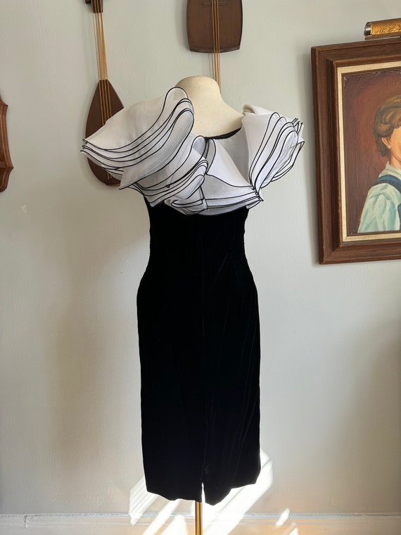 80s/90s Steven Stoller Velvet Wiggle Dress with O… - image 4