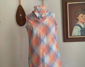 1970s Cowl Neck Cubist Top by Queen’s-Way to Fashion