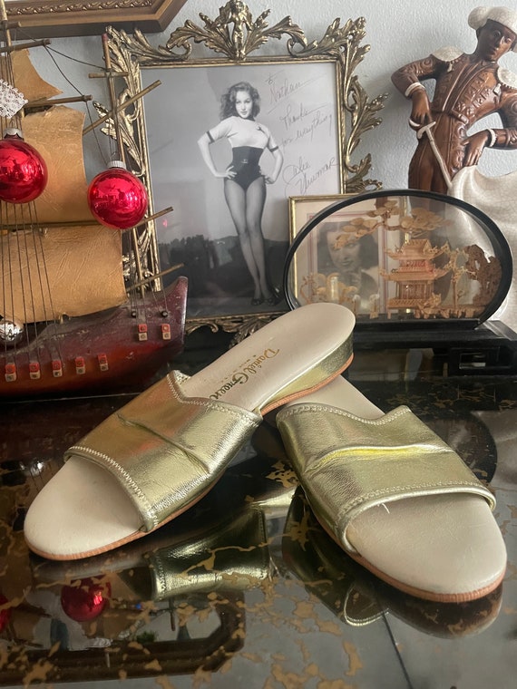 70s/80s Unworn Daniel Green Gold Lamé House Shoes