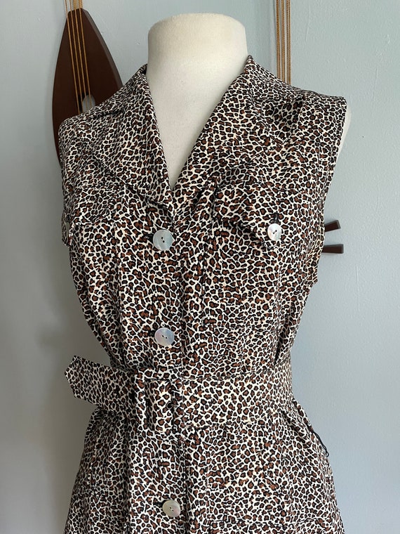 1990s Leopard Print Shirtwaist Dress with Matchin… - image 3