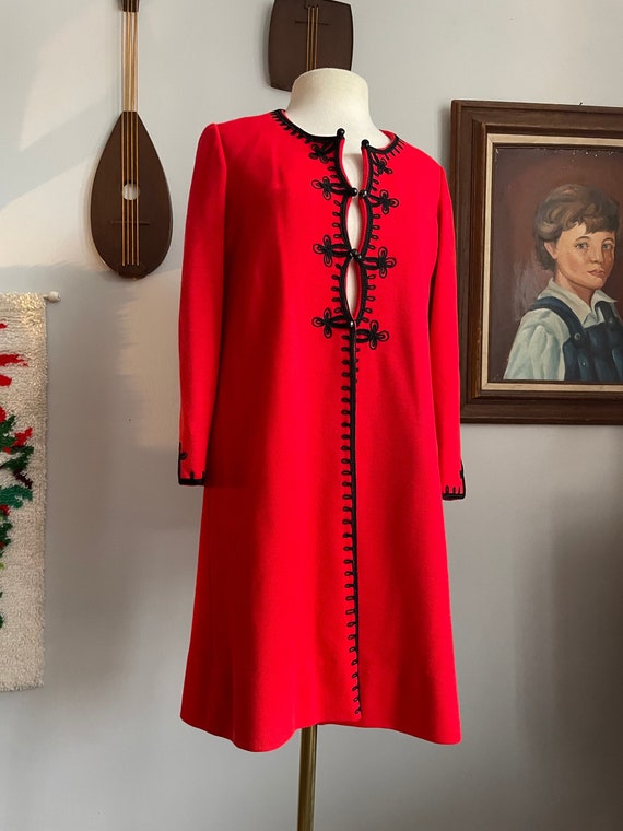 1960s Open-Front Coat with Soutache and Scalloped 