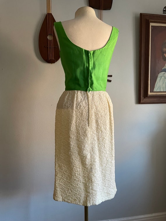 1960s Green and White Dress with Bow by Carnival … - image 5