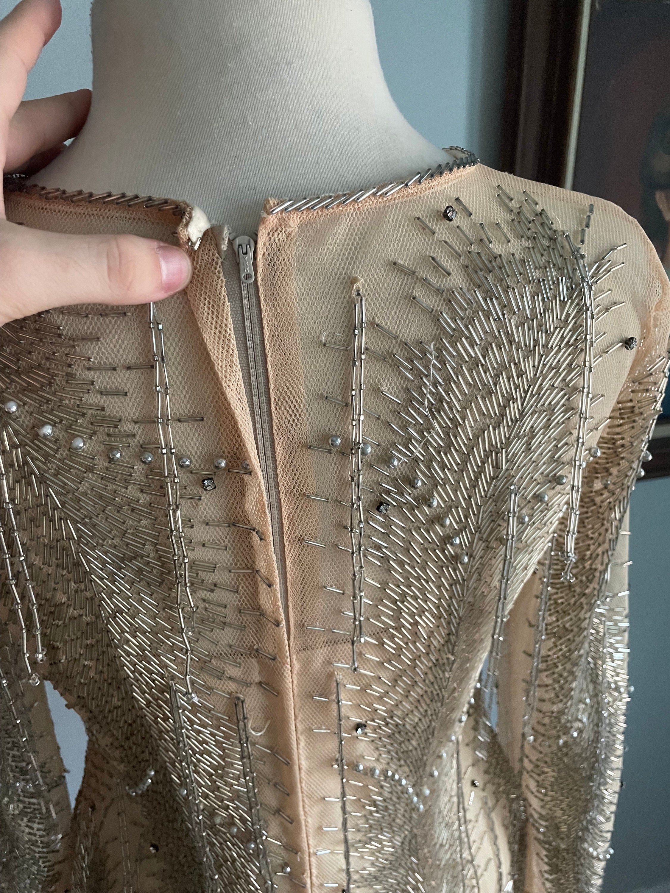 70s/80s Glass Beaded, Flame Hem Dress - Etsy